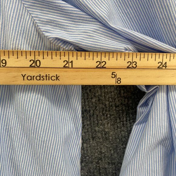 Finley Blouse Top Womens L Blue Striped Tunic Collared Office Ladies Preppy - Picture 9 of 10